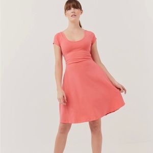 NWT Pact Fit & Flare Crossback Mini Dress, Color “Rosy”, Size Medium